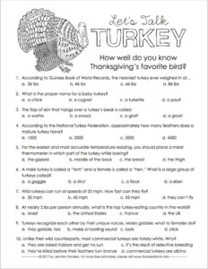 Thanksgiving Trivia Quiz Free Printable Thanksgiving