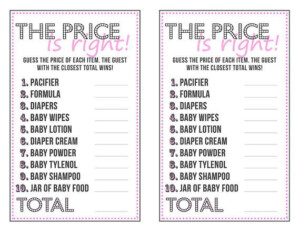 The Price Is Right Printable Baby Shower Games Boy Baby