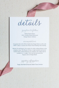 Wedding Invitation Insert Card Guest Details On Navy