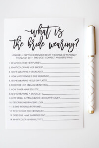 What Is The Bride Wearing Bridal Shower GamesVirtual