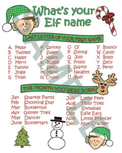 What s Your Elf Name 8 X 10 Printable Download