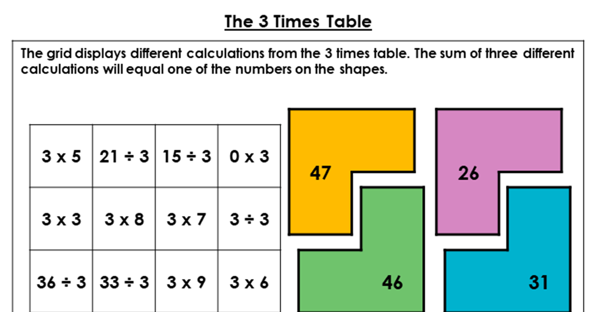 Times Tables Games Printable Year 3 NewFreePrintable