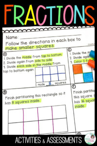 Fraction Activities And Assessments Fractions Packet Fractions