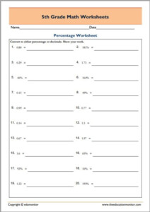 Free 5th Grade Math Worksheets Printables EduMonitor