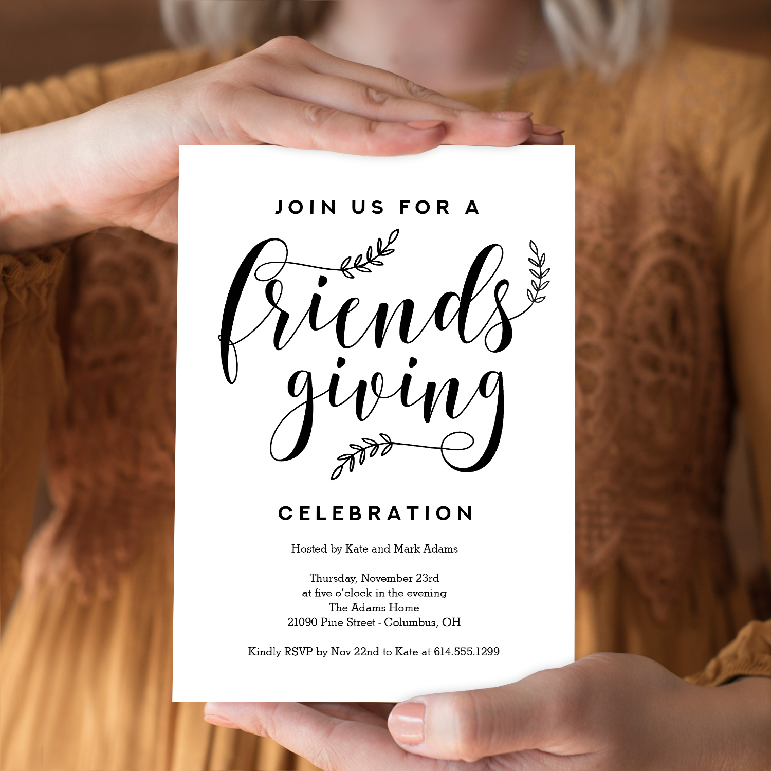 Friendsgiving Party Invitation Rustic Elegance REC Berry Berry Sweet 