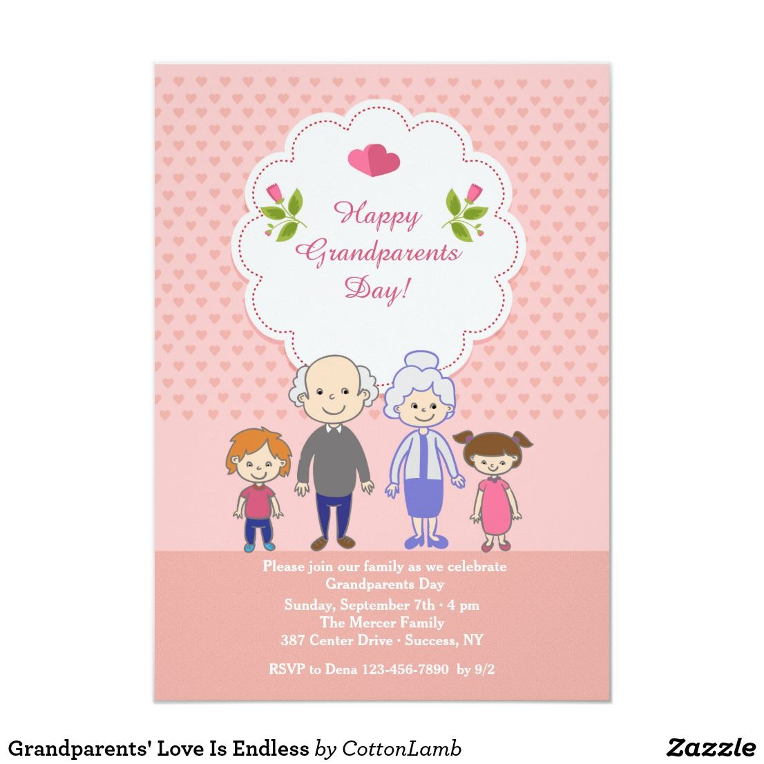 Grandparents Love Is Endless Invitation Zazzle In 2021 Happy 