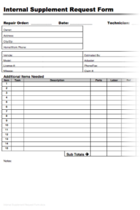 Internal Supplement Request Form Autobody