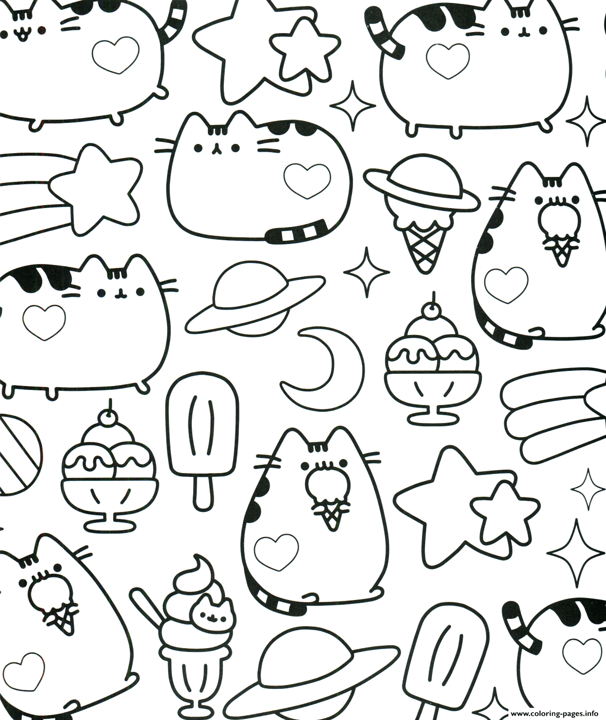 Kawaii Pusheen Coloring Pages Printable