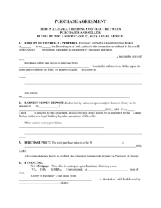 Printable Home Purchase Agreement Free Printable Purchase Agreement