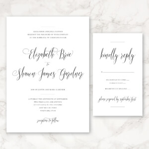 Traditional Black And White Wedding Invitation Classic Minimal