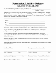 40 Personal Injury Waiver Form Desalas Template