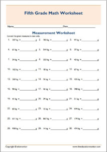 5th Grade Measurement Worksheet EduMonitor