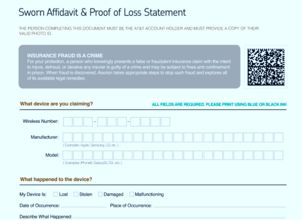 Asurion Affidavit Form Intentions Statement Templates