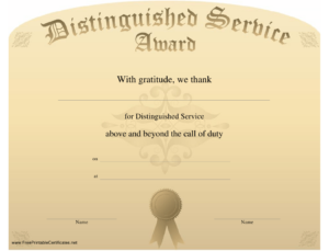 Distinguished Service Award Certificate Template Download Printable PDF