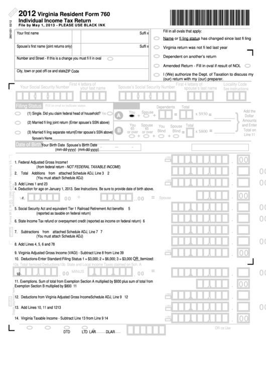 Printable Virginia 760 Form NewFreePrintable