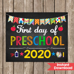 First Day Of Preschool Sign 8x10 INSTANT DOWNLOAD Photo Prop Etsy In