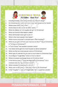 Free Christmas Trivia Game Printable Easy Version For Kids And