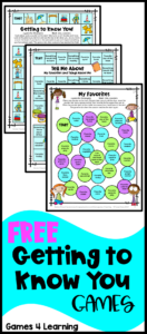 Free First Day Of School Activities Getting To Know You Games With