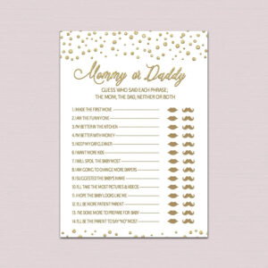 Free Printable Mommy Or Daddy Baby Shower Game PrintableTemplates