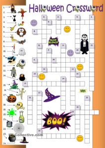 Halloween Crossword For Beginners Halloween Worksheets Halloween