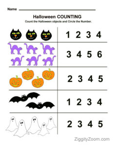 Halloween Preschool Worksheet For Counting Practice Halloween