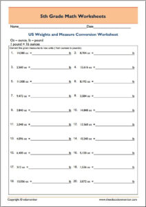 Measuring Weights 5th Grade Printable Worksheets EduMonitor