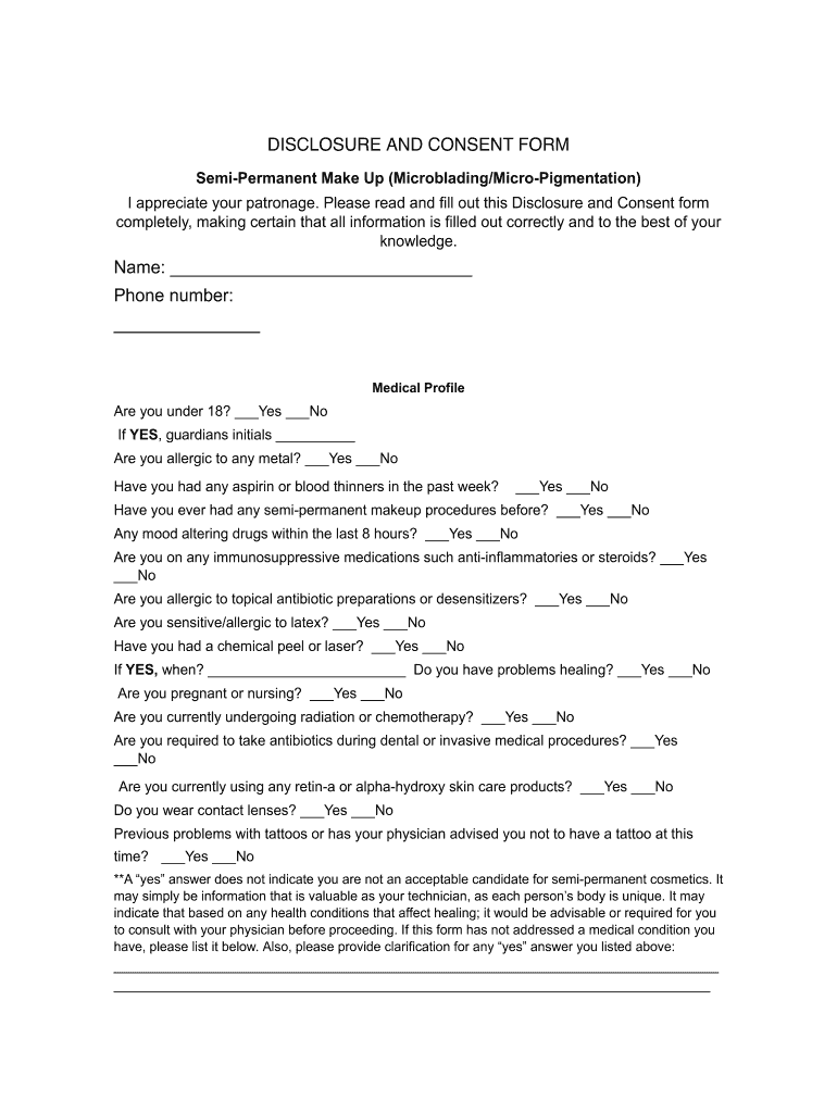 Free Printable Microblading Consent Form NewFreePrintable