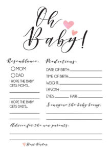 Modern Pink Baby Prediction Cards Baby Predictions Baby Etsy Baby