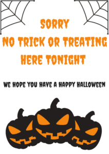 No Trick Or Treating Sign Free Printable For Halloween The