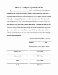 Personal Injury Waiver Form Awesome Free Printable Liability Form Form