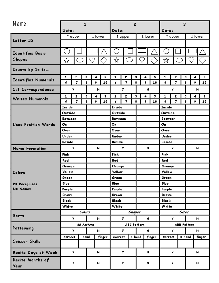 Printable Kels Assessment Form Pdf NewFreePrintable