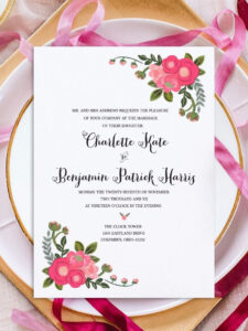 Print Pink Flowers Free Printable Invitation Templates Free