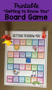 Printable Getting To Know You Board Game Great First Day Of School Ice