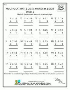 Printable Multiplication Worksheets For 7Th Grade Printable