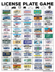 Road Trip License Plate Game Printable Paper Trail Design Printable