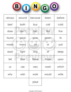 Sight Words Bingo Second Grade Madebyteachers