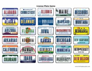 The License Plate Game With Pics Of The State License Plates