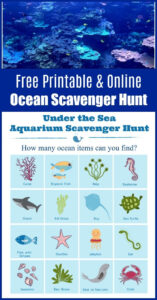 Under The Sea Aquarium Scavenger Hunt free Printable Scavenger