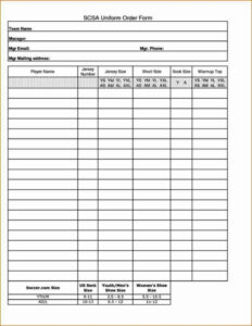 Uniform Order Form Template SampleTemplatess SampleTemplatess