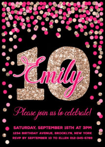 10th Birthday Invitations For Girl Birthday Invites Printable Etsy