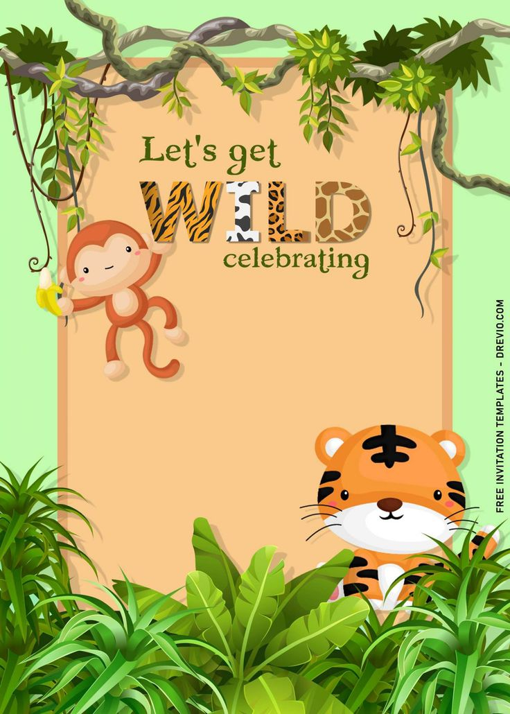 11 Fun Jungle Birthday Party Invitation Templates Birthday Party