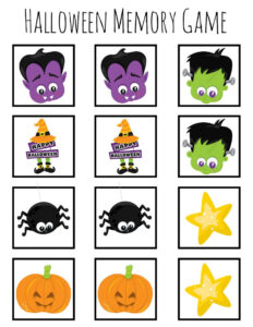 15 Best Black And White Halloween Memory Game Printable Printablee