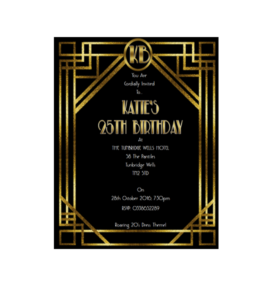 1920s Printable Birthday Invitation Great Gatsby Digital File The