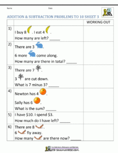 1st Grade Addition And Subtraction Word Problems