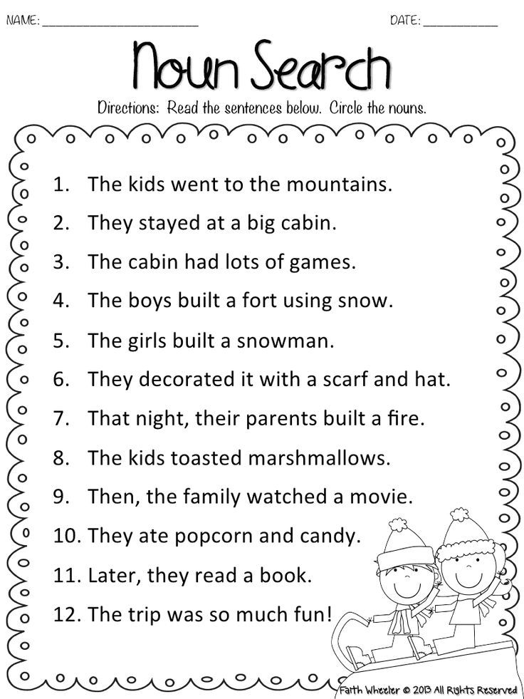 1st Grade Grammar Worksheets Education Fun Kids Preschool Skills 