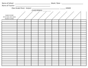 22 Images Of Free Blank Grade Sheet Template For A Student Free