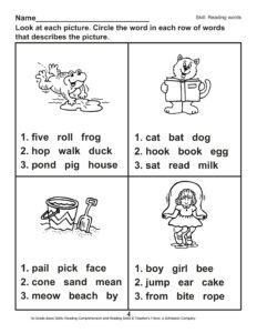 40 Scholastic 1st Grade Reading Comprehension Skills Worksheets