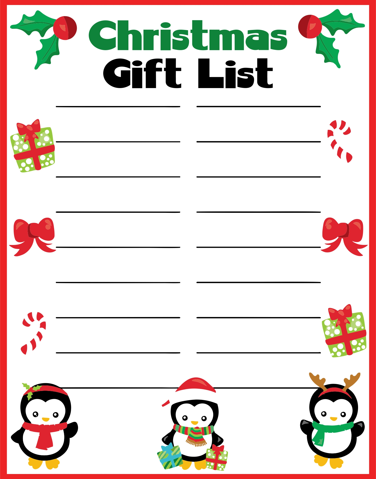 5 Best Free Printable Christmas Shopping List Template Printablee