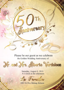 50th Wedding Anniversary Sample Invitation Card Get Layout