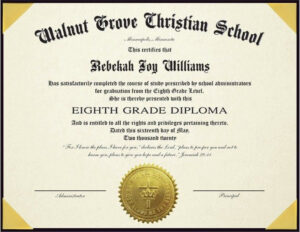 8th Grade Diploma Or Junior High School Diploma For Homeschools With